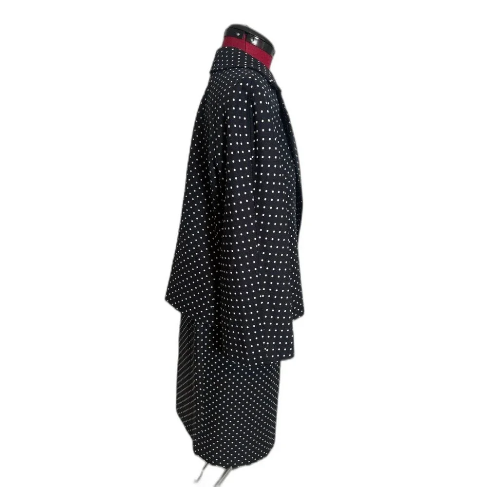 Kasper Skirt Suit Size 14 Navy Blue & White Polka-Dot 2-Piece Set Blazer & Skirt